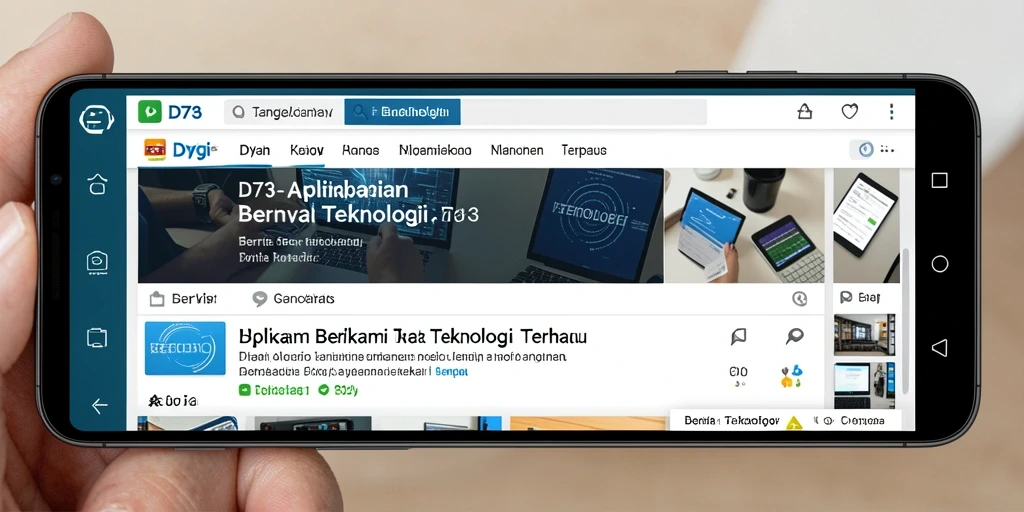 Antarmuka D73 menampilkan berita teknologi terbaru secara jelas dan menarik.