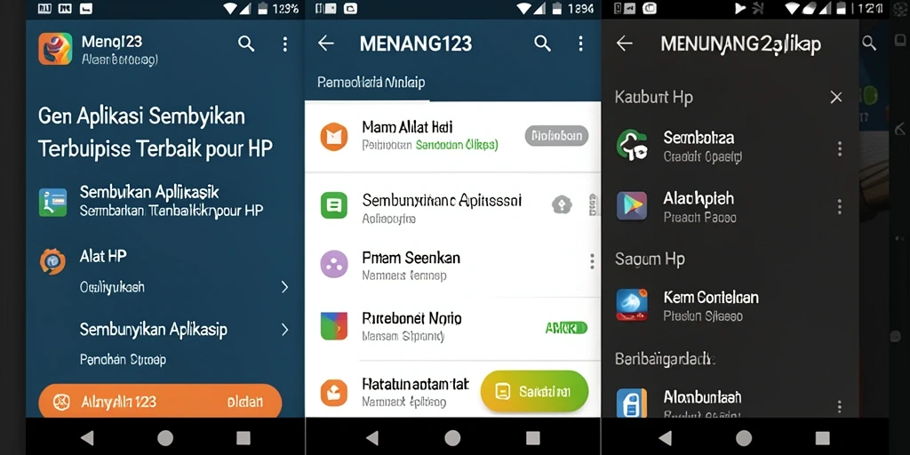 Antarmuka MENANG123 untuk menyembunyikan aplikasi dengan mudah dan efisien.
