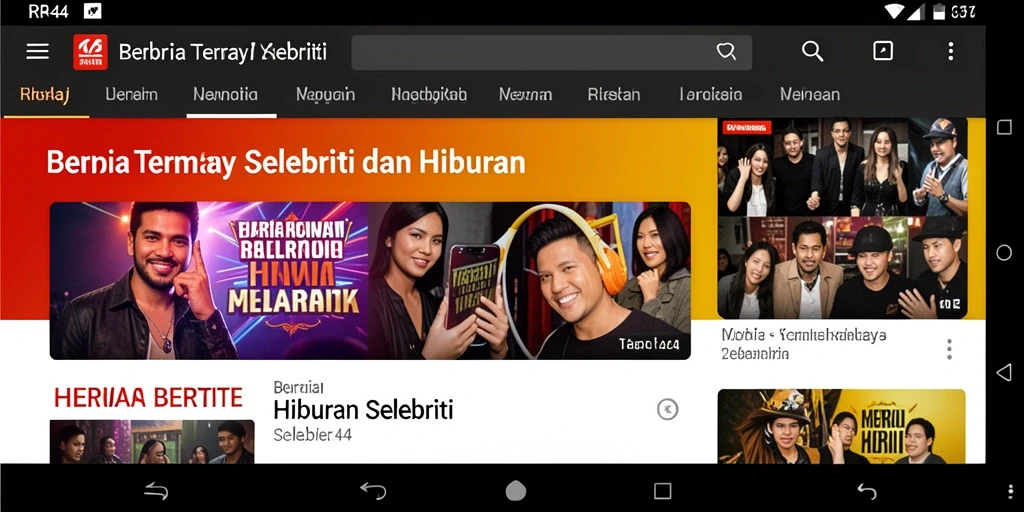 Antarmuka pengguna yang menarik dan informatif untuk berita selebriti.